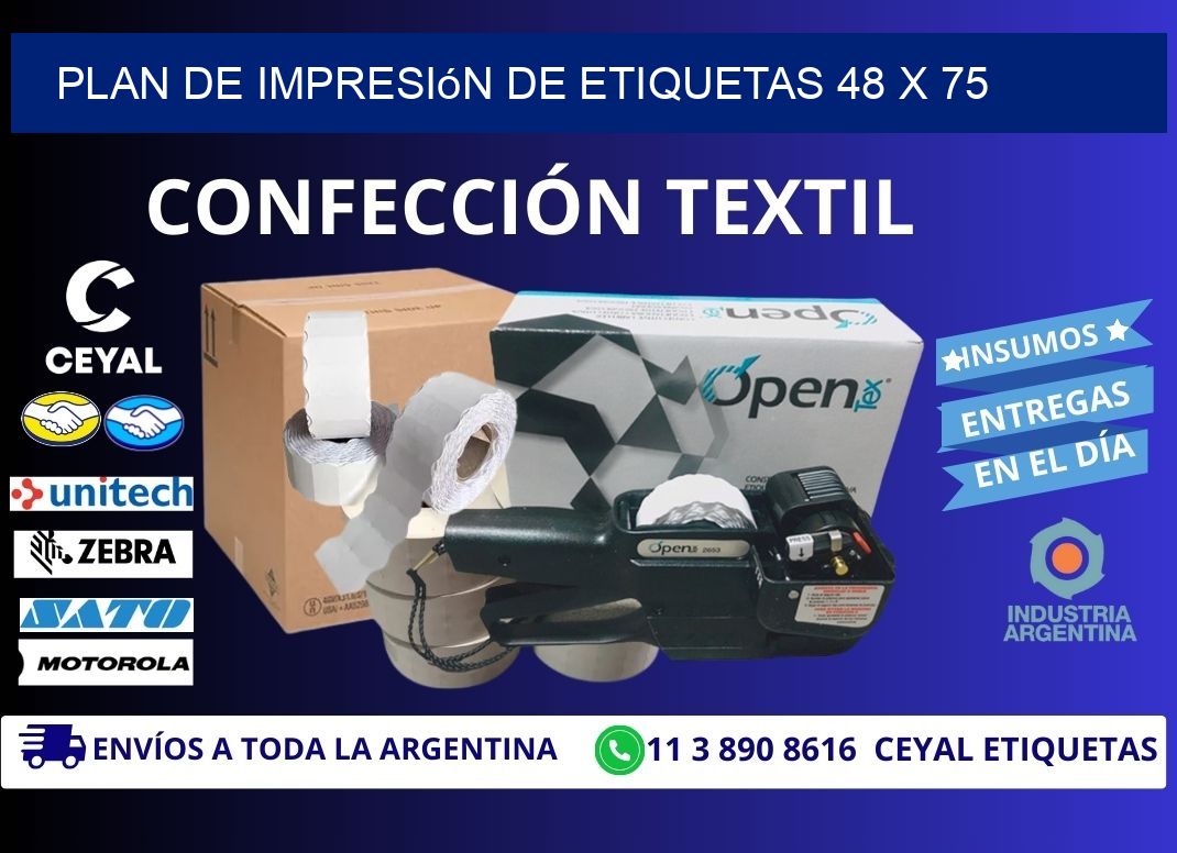 plan de impresión de etiquetas 48 x 75