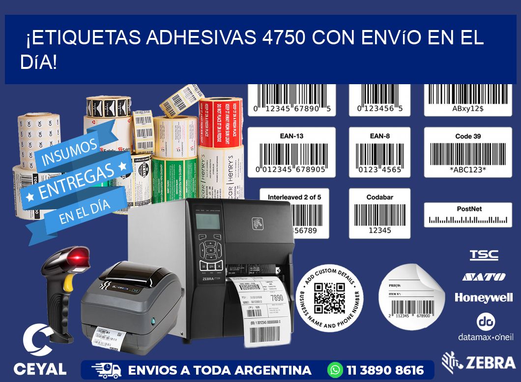 ¡Etiquetas Adhesivas 4750 con Envío en el Día!