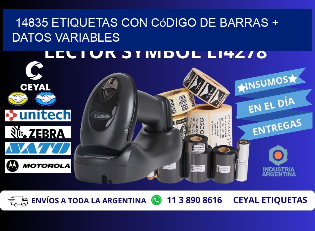 14835 etiquetas con código de barras + datos variables