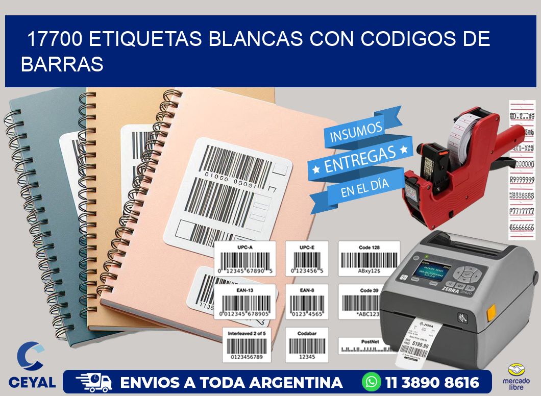 17700 etiquetas blancas con codigos de barras