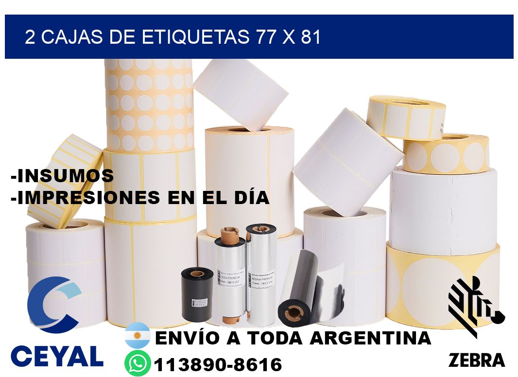 2 cajas de etiquetas 77 x 81