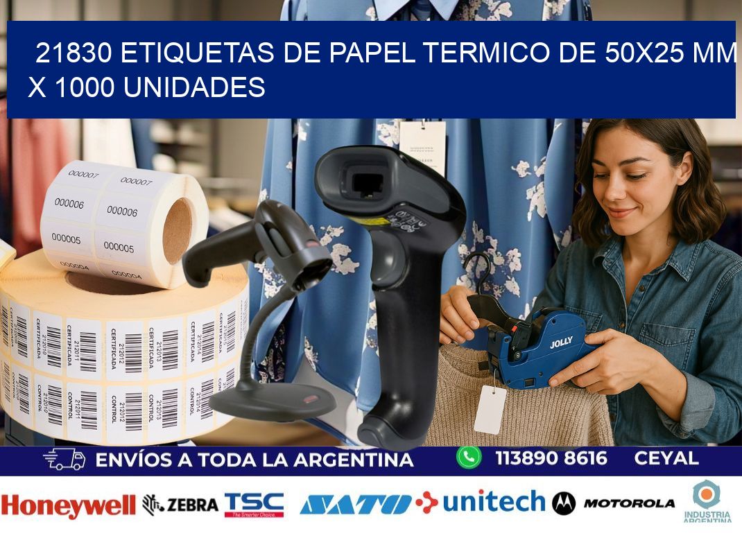 21830 Etiquetas De Papel Termico De 50x25 Mm X 1000 Unidades