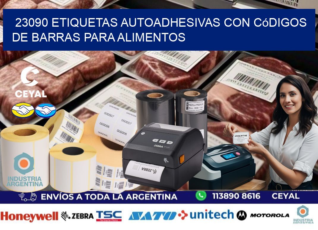 23090 Etiquetas autoadhesivas con códigos de barras para alimentos
