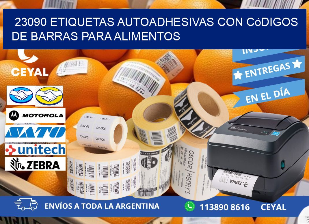 23090 Etiquetas autoadhesivas con códigos de barras para alimentos