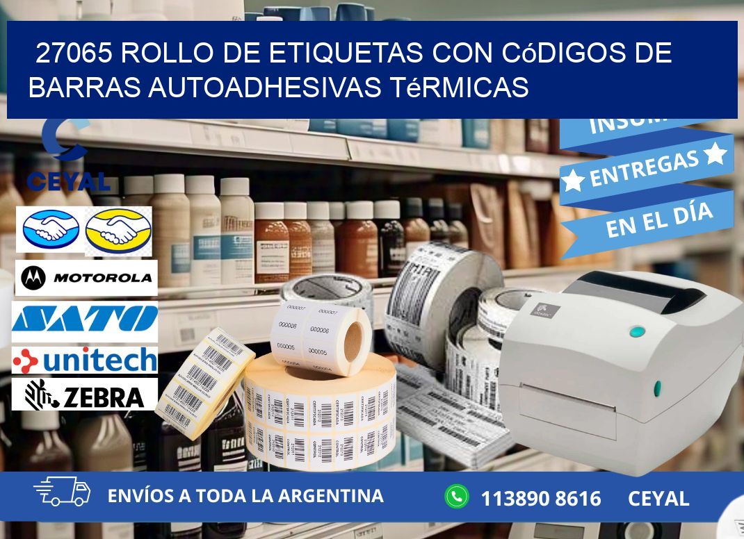 27065 Rollo de etiquetas con códigos de barras autoadhesivas térmicas