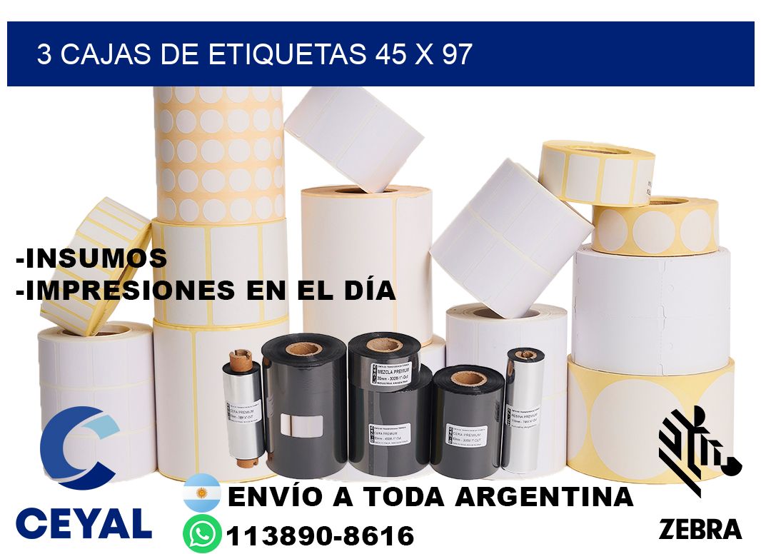 3 cajas de etiquetas 45 x 97