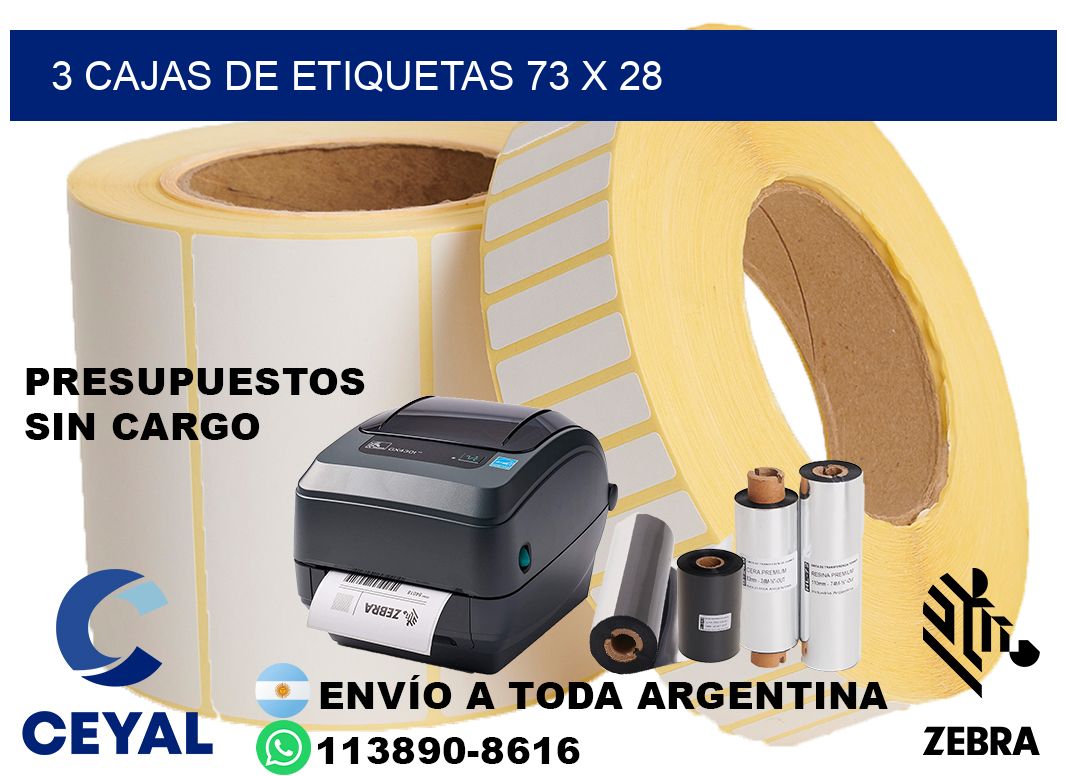 3 cajas de etiquetas 73 x 28