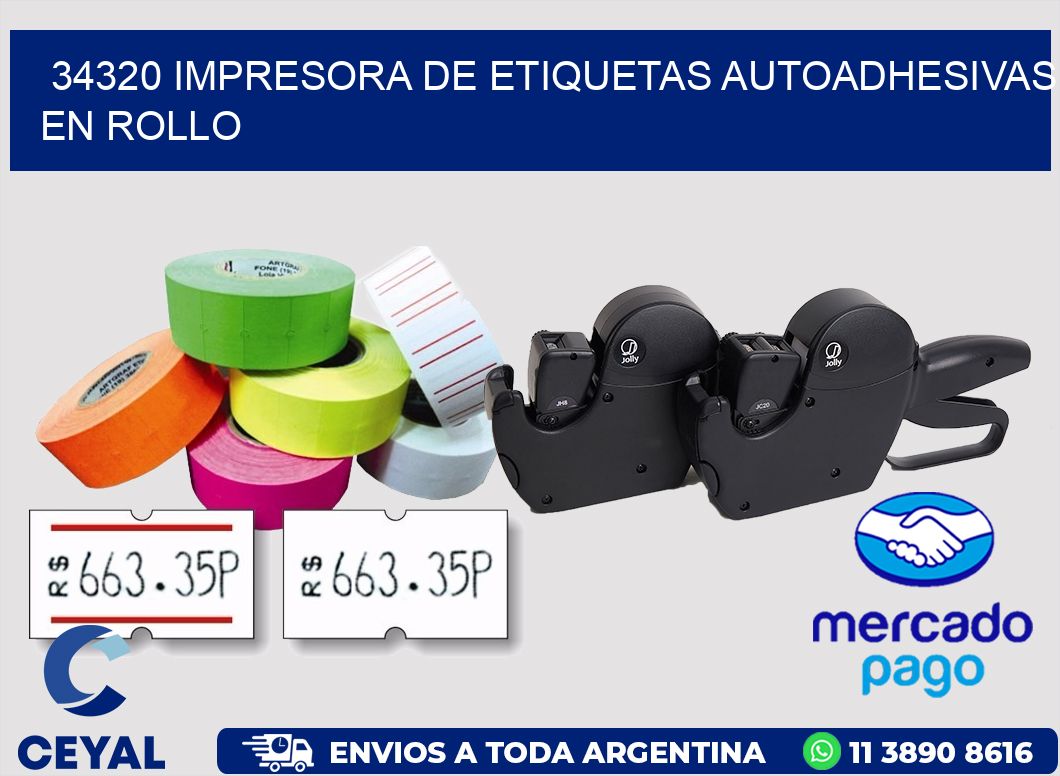 34320 impresora de etiquetas autoadhesivas en rollo