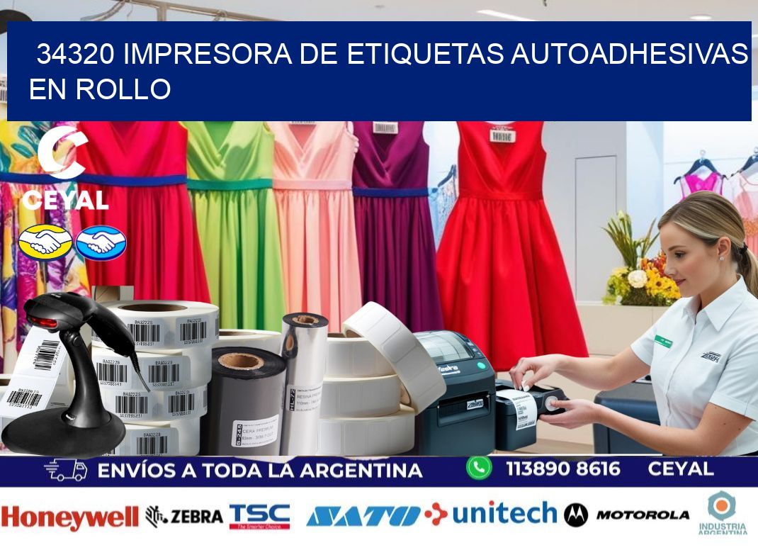 34320 impresora de etiquetas autoadhesivas en rollo