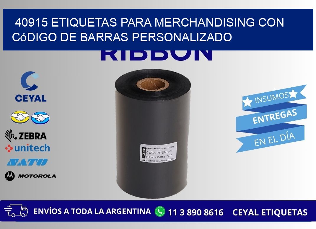 40915 etiquetas para merchandising con código de barras personalizado