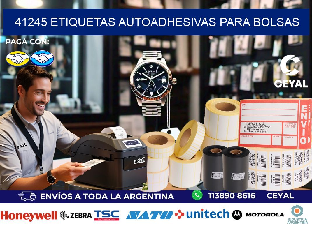 41245 etiquetas autoadhesivas para bolsas