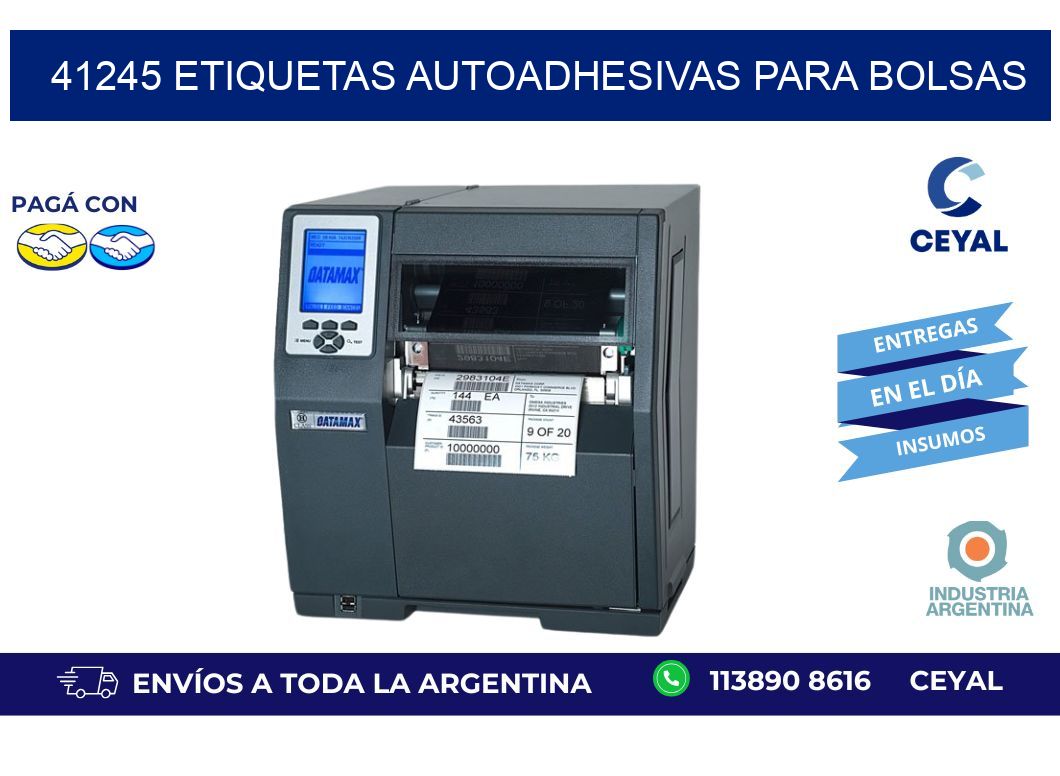 41245 etiquetas autoadhesivas para bolsas