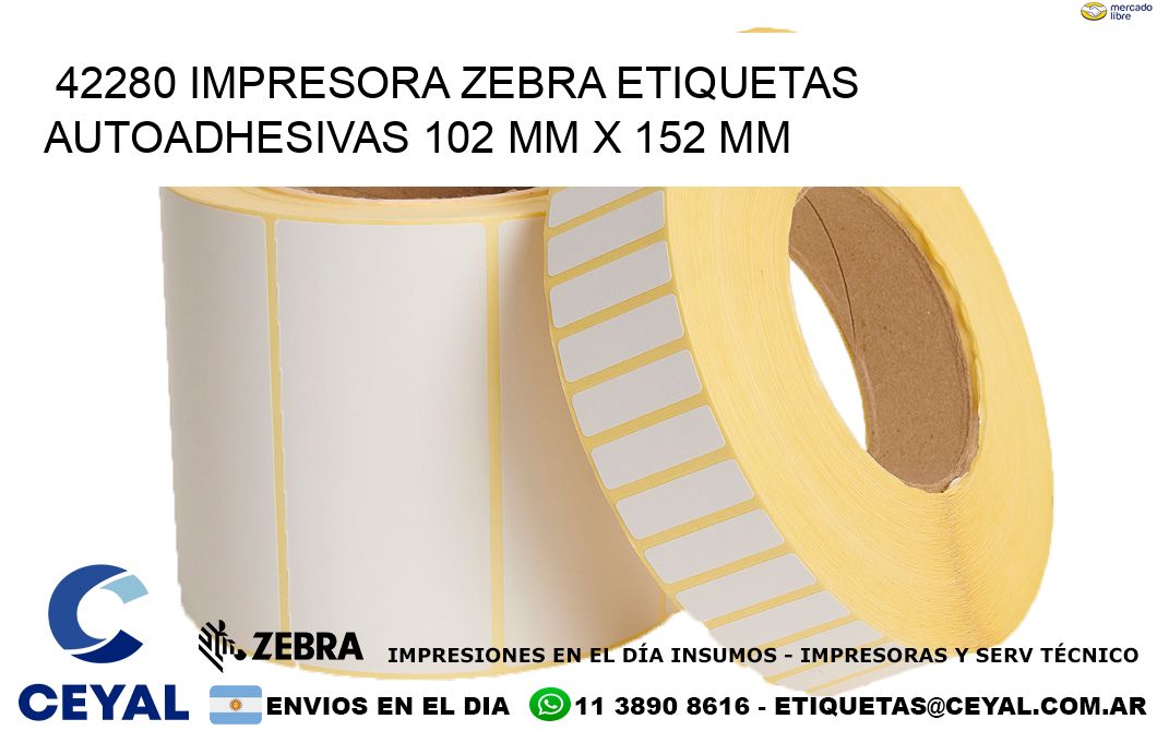 42280 impresora zebra etiquetas autoadhesivas 102 mm x 152 mm