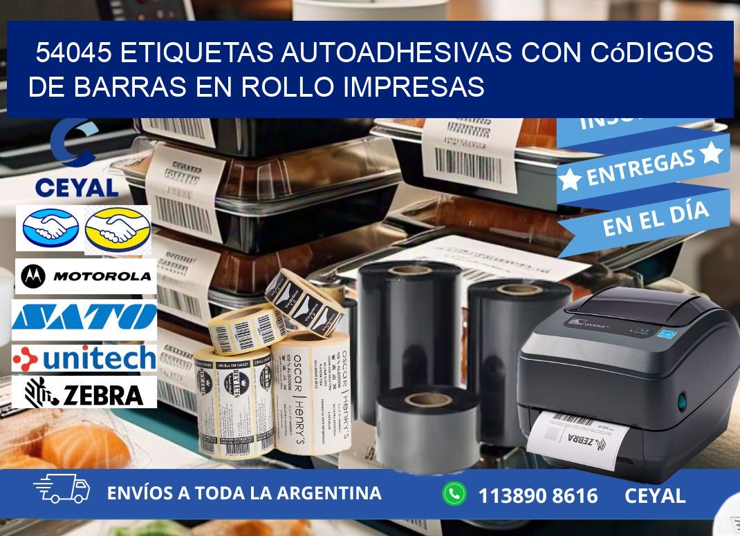 54045 Etiquetas autoadhesivas con códigos de barras en rollo impresas