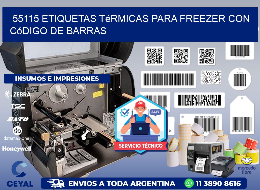 55115 etiquetas térmicas para freezer con código de barras