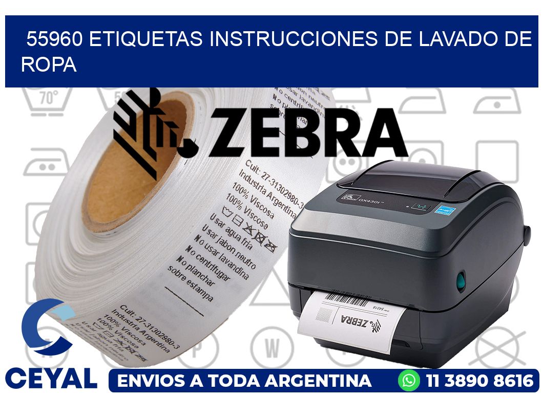 55960 etiquetas instrucciones de lavado de ropa