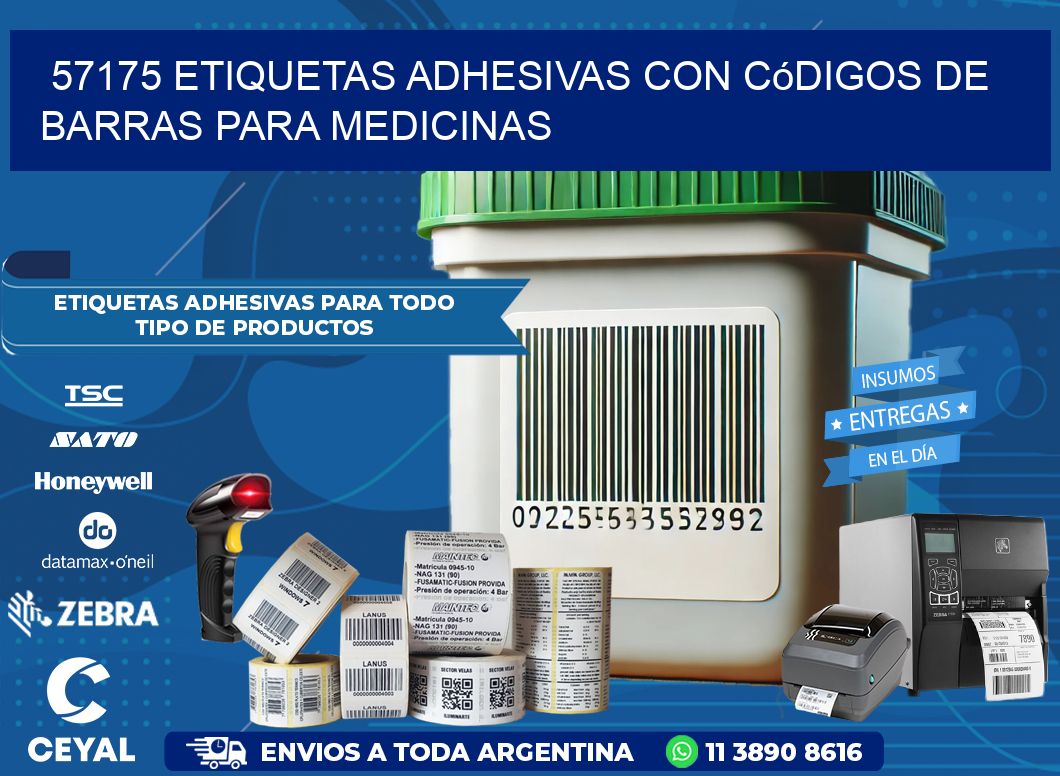 57175 etiquetas adhesivas con códigos de barras para medicinas
