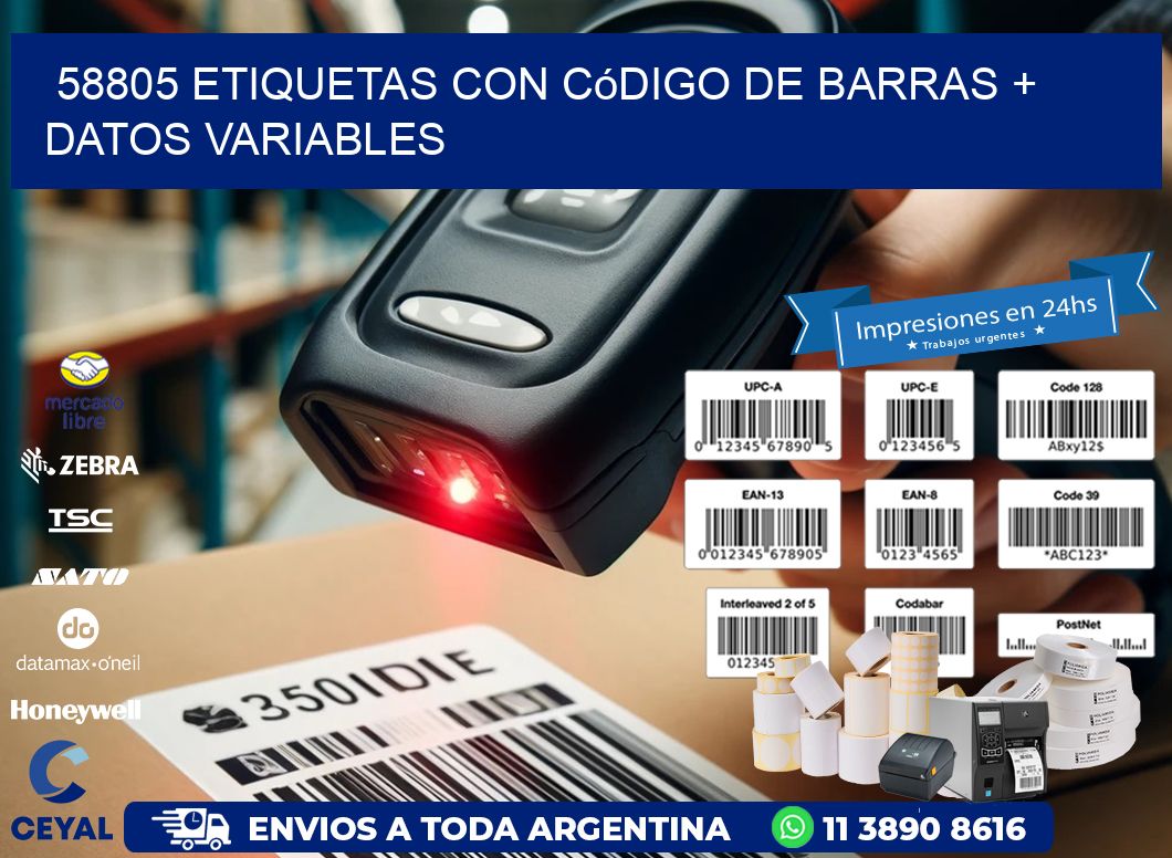 58805 etiquetas con código de barras + datos variables