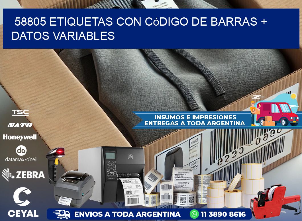 58805 etiquetas con código de barras + datos variables