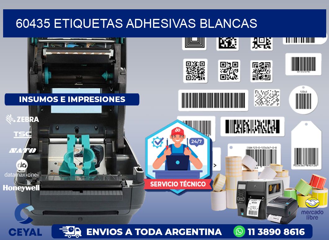 60435 etiquetas adhesivas blancas