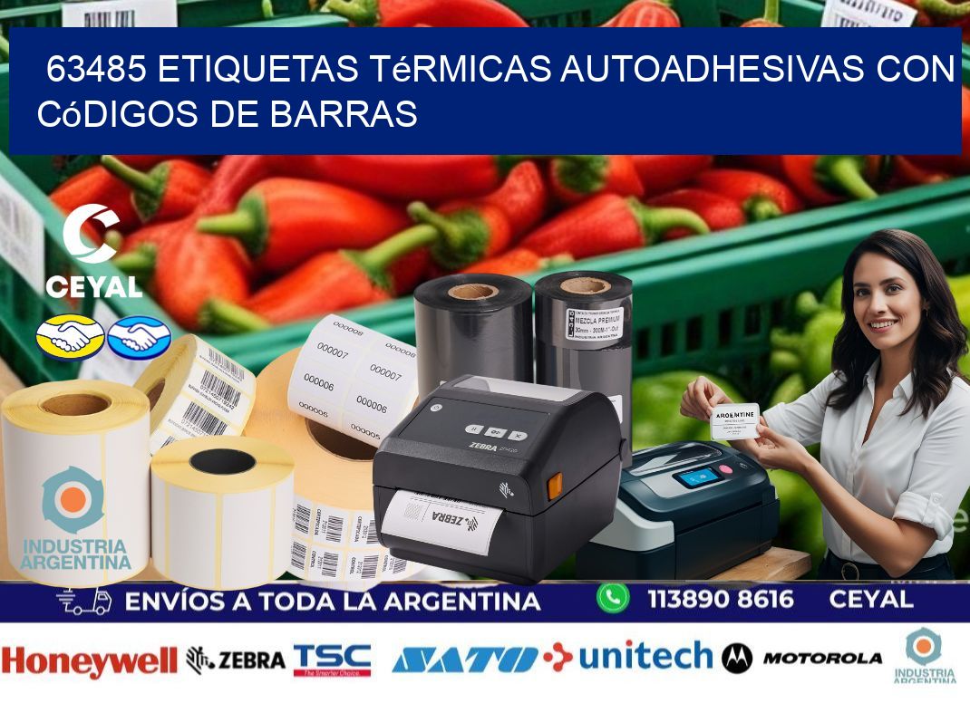 63485 Etiquetas térmicas autoadhesivas con códigos de barras
