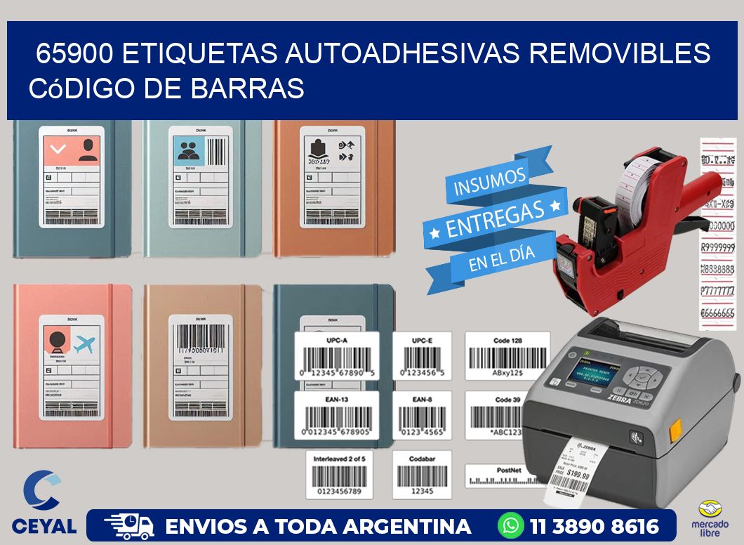 65900 etiquetas autoadhesivas removibles código de barras