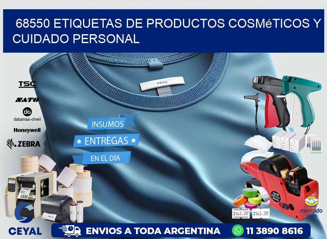 68550 Etiquetas de productos cosméticos y cuidado personal