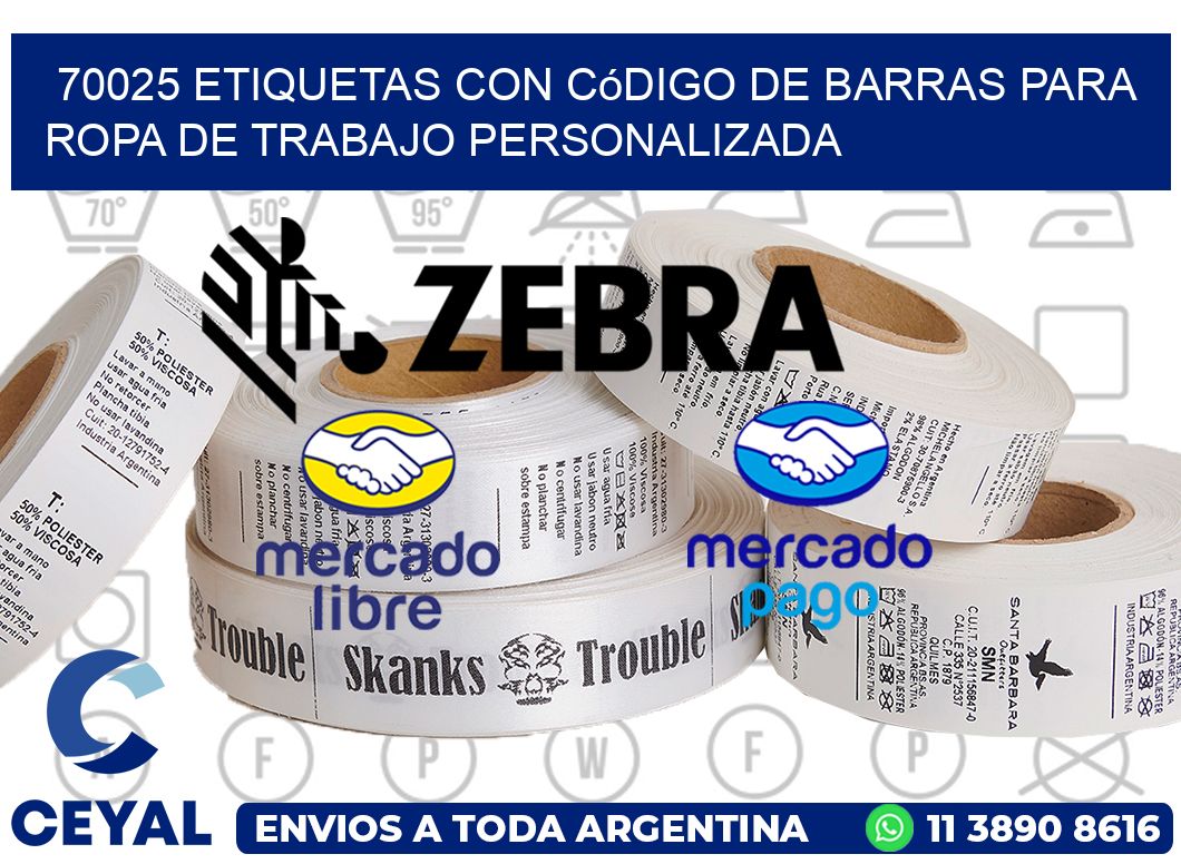 70025 Etiquetas con código de barras para ropa de trabajo personalizada