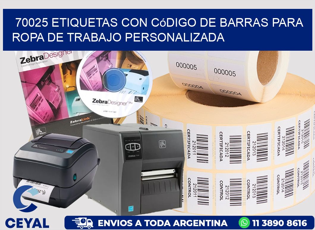 70025 Etiquetas con código de barras para ropa de trabajo personalizada