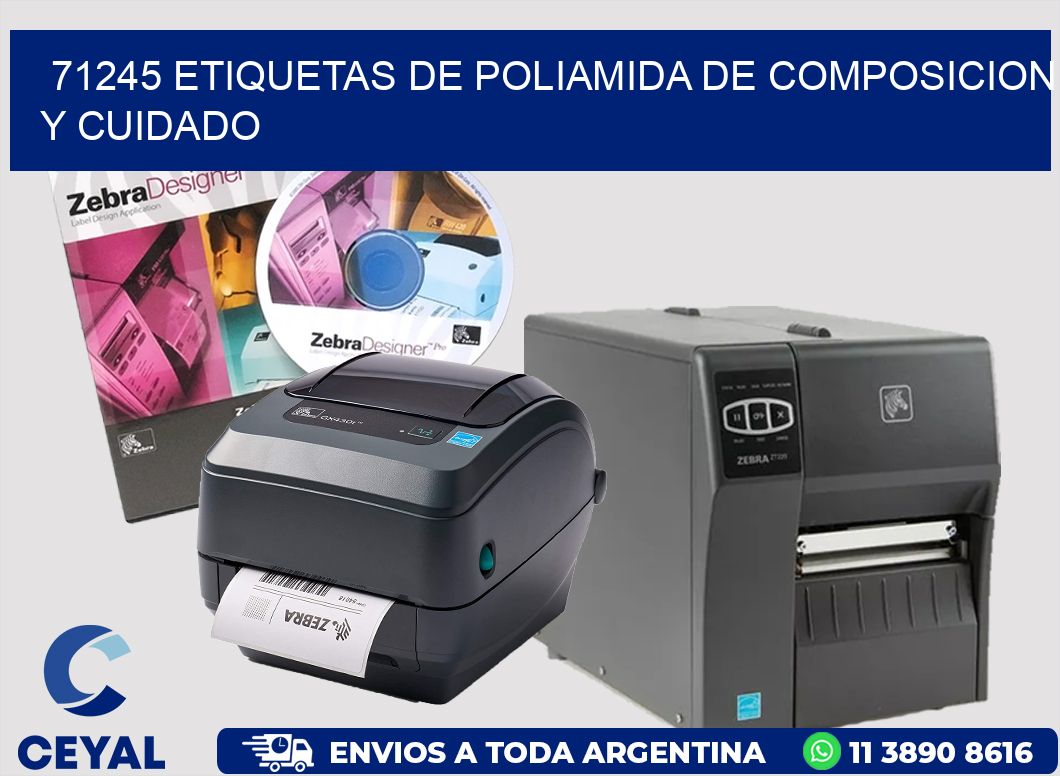 71245 etiquetas de poliamida de composicion y cuidado