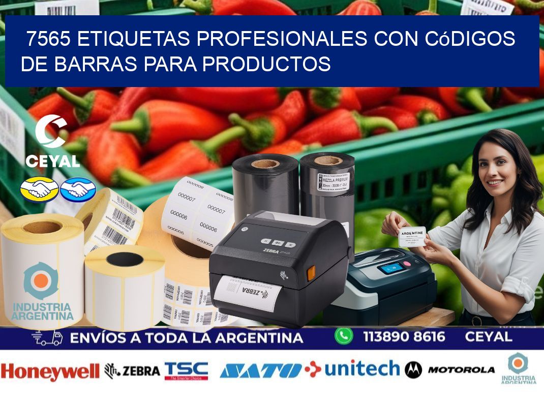 7565 Etiquetas profesionales con códigos de barras para productos