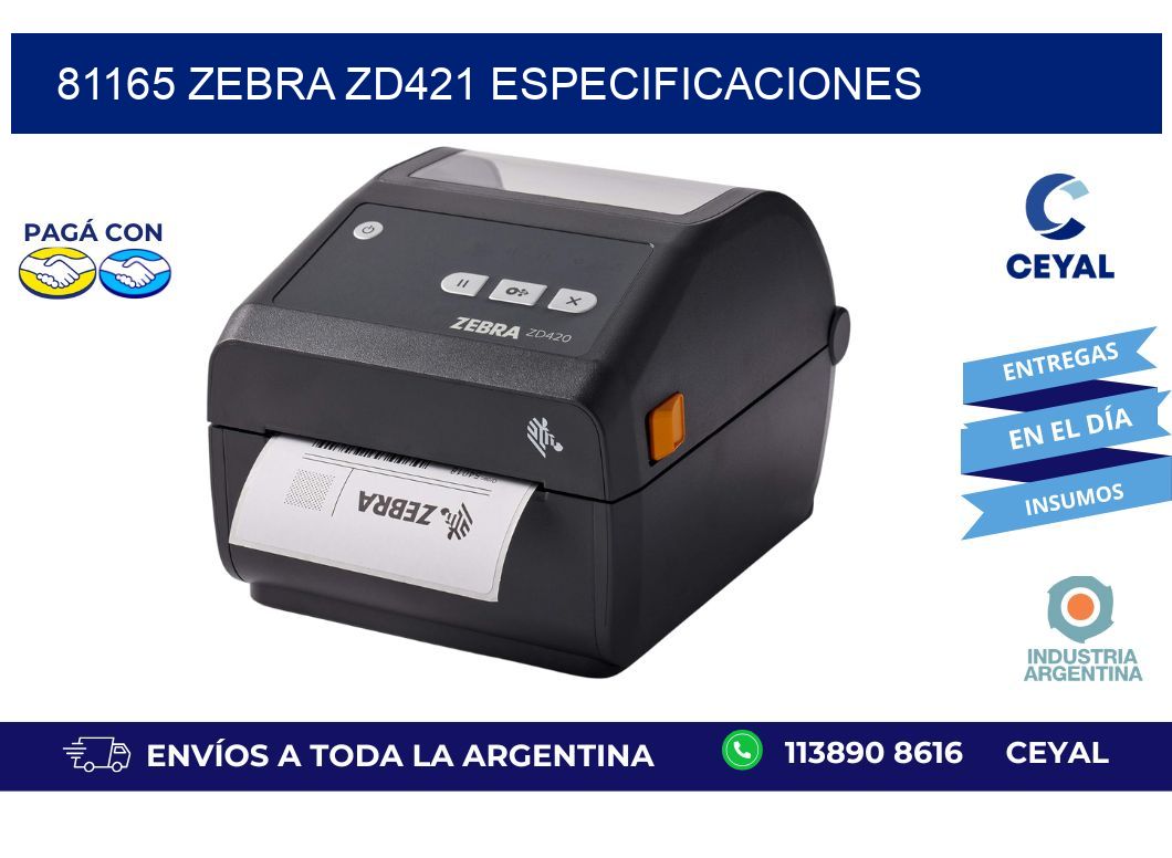 81165 Zebra ZD421 especificaciones