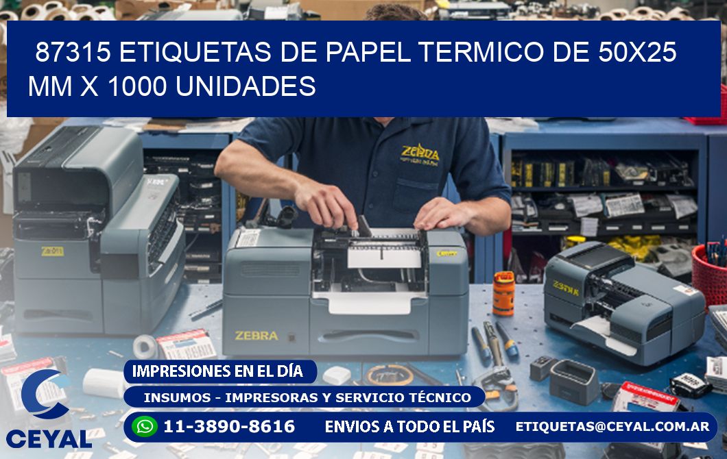 87315 Etiquetas De Papel Termico De 50x25 Mm X 1000 Unidades