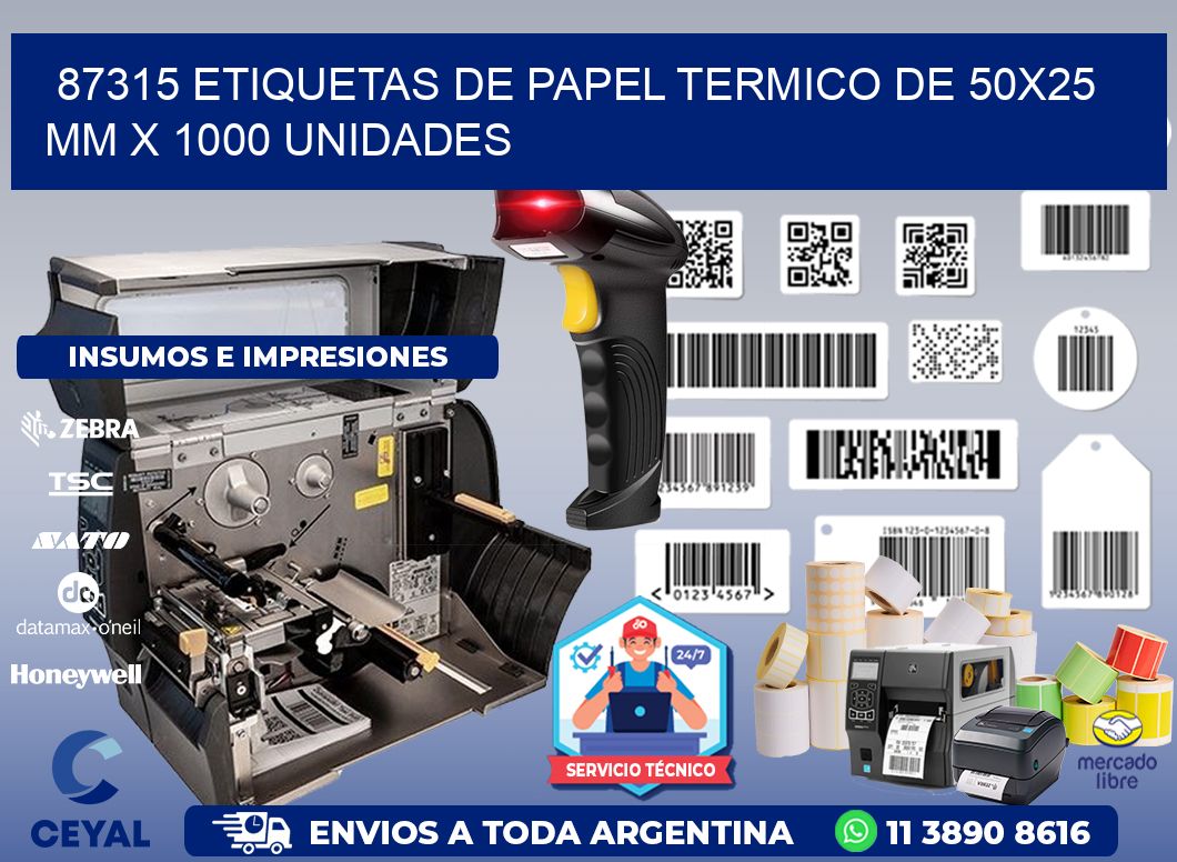 87315 Etiquetas De Papel Termico De 50x25 Mm X 1000 Unidades