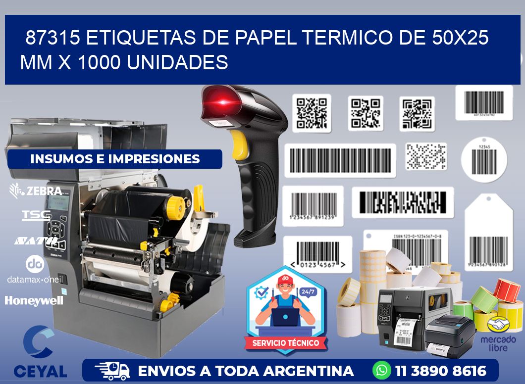87315 Etiquetas De Papel Termico De 50x25 Mm X 1000 Unidades