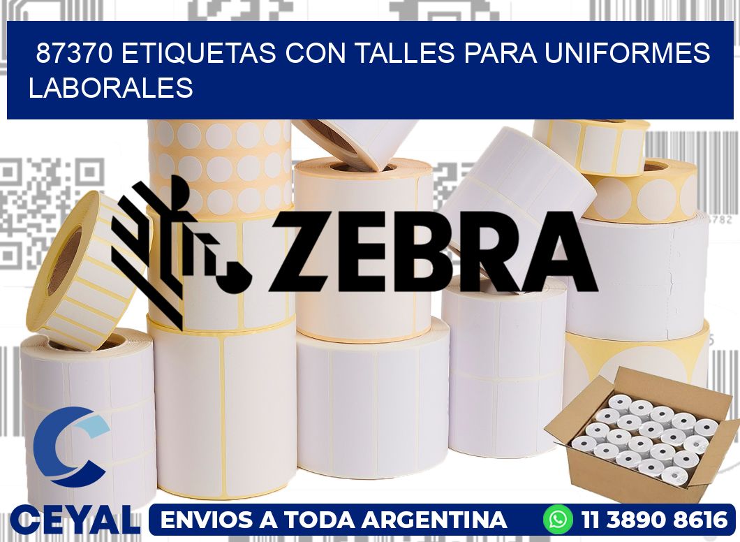 87370 etiquetas con talles para uniformes laborales