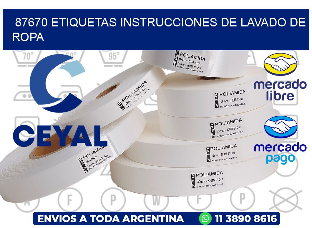 87670 etiquetas instrucciones de lavado de ropa