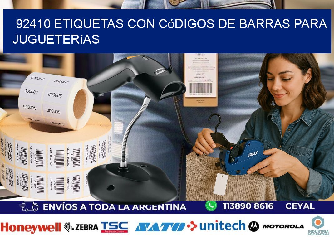 92410 etiquetas con códigos de barras para jugueterías