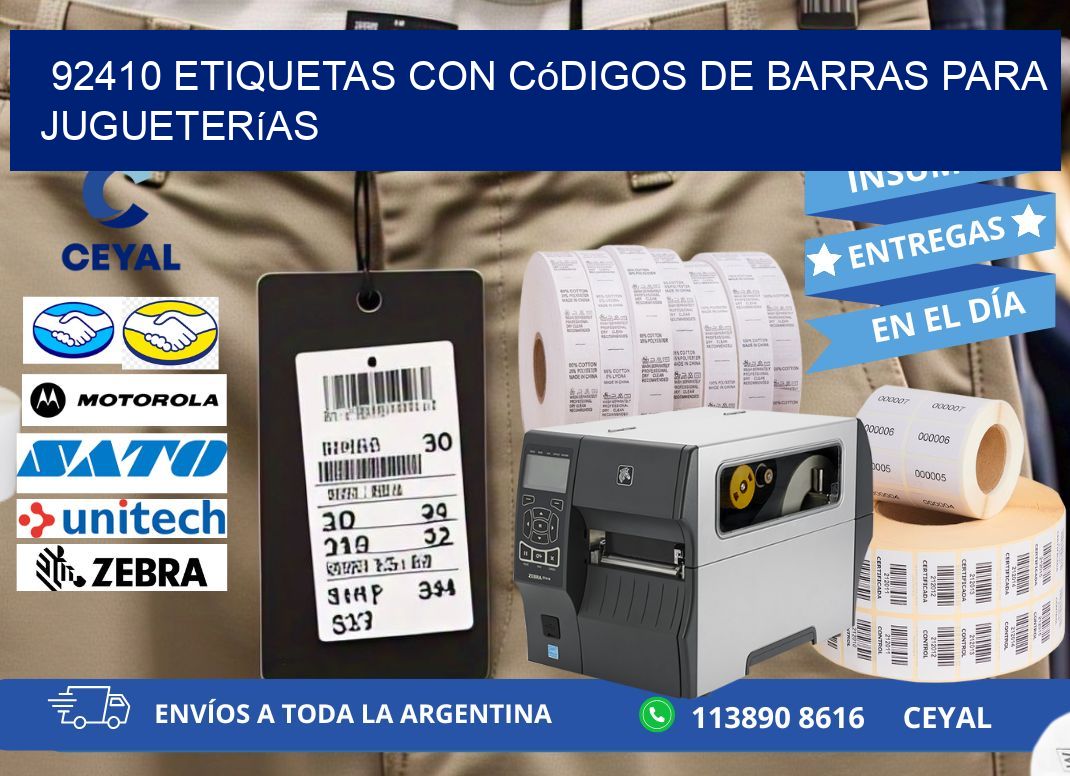 92410 etiquetas con códigos de barras para jugueterías
