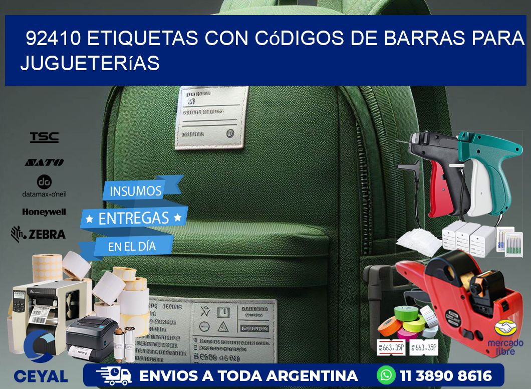 92410 etiquetas con códigos de barras para jugueterías