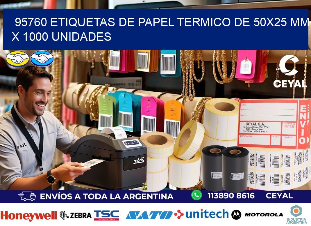 95760 Etiquetas De Papel Termico De 50x25 Mm X 1000 Unidades