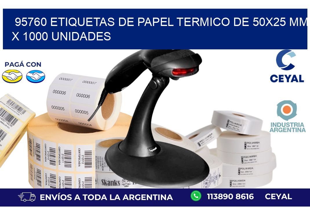 95760 Etiquetas De Papel Termico De 50x25 Mm X 1000 Unidades