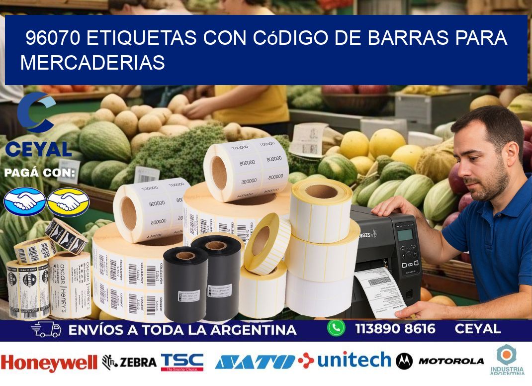 96070 etiquetas con código de barras para mercaderias