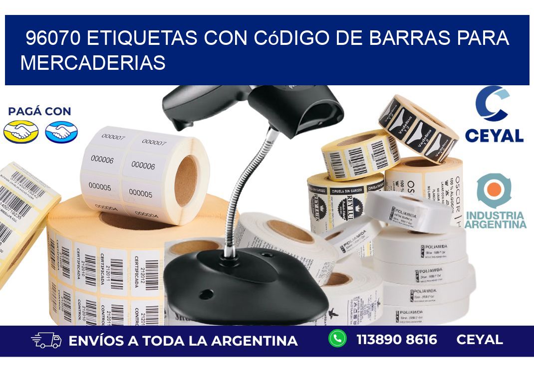 96070 etiquetas con código de barras para mercaderias
