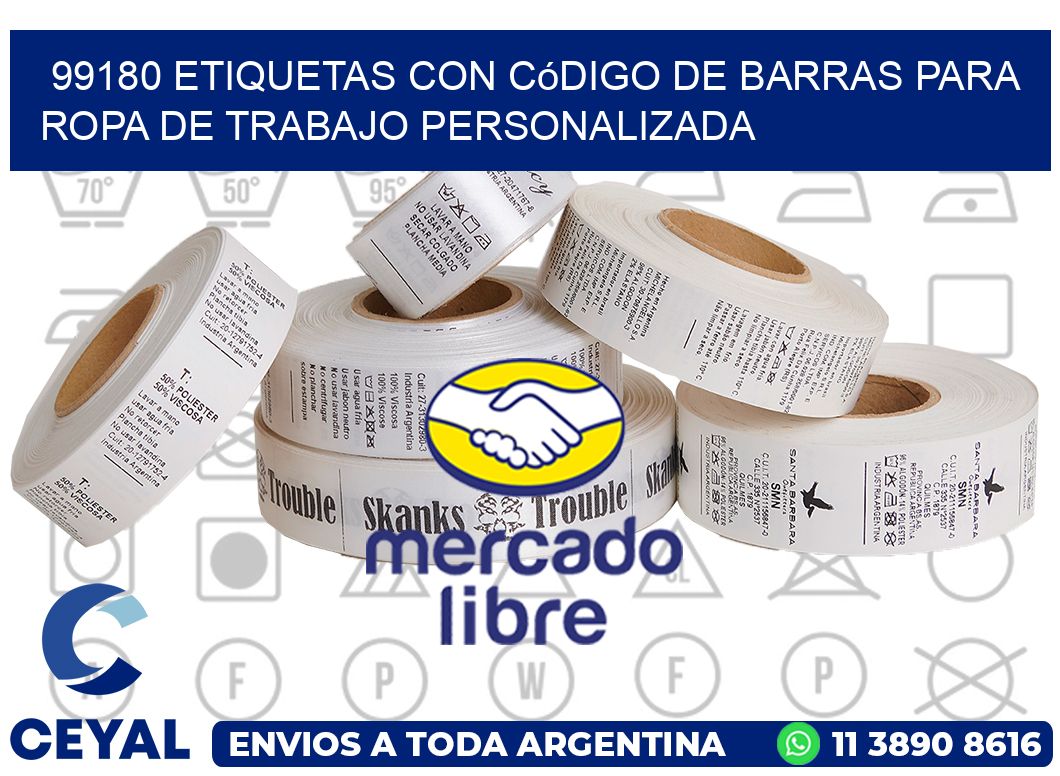 99180 Etiquetas con código de barras para ropa de trabajo personalizada