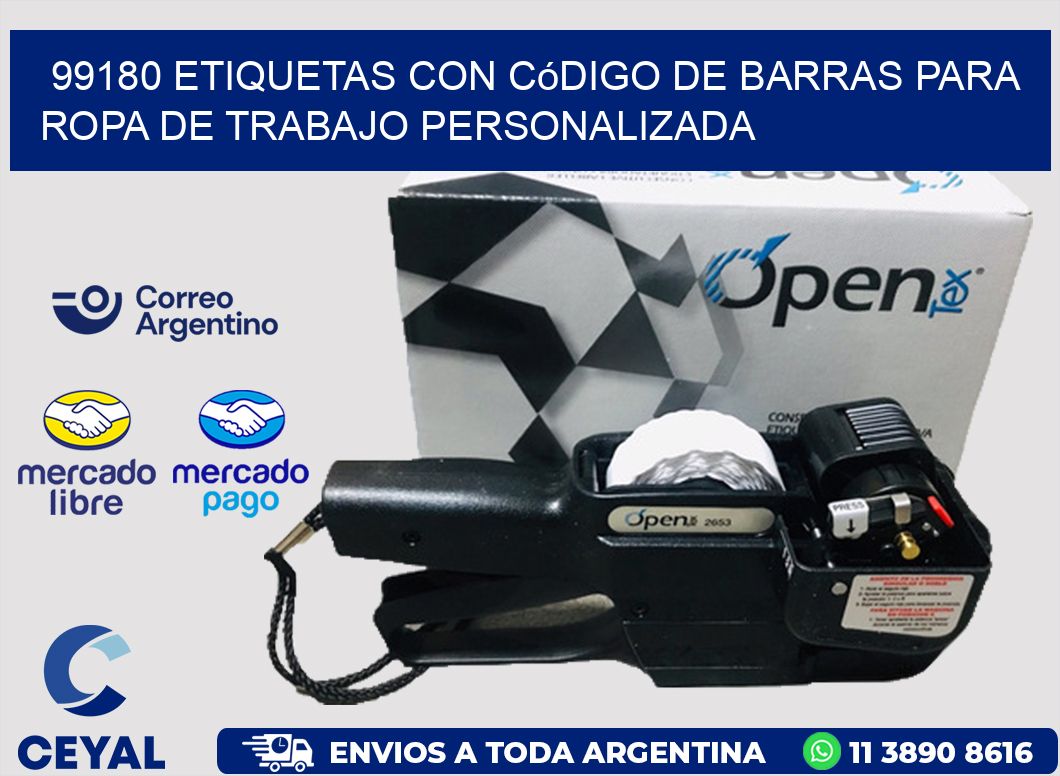 99180 Etiquetas con código de barras para ropa de trabajo personalizada