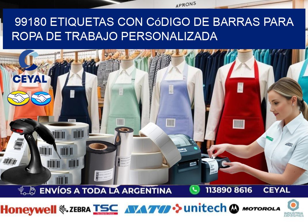 99180 Etiquetas con código de barras para ropa de trabajo personalizada