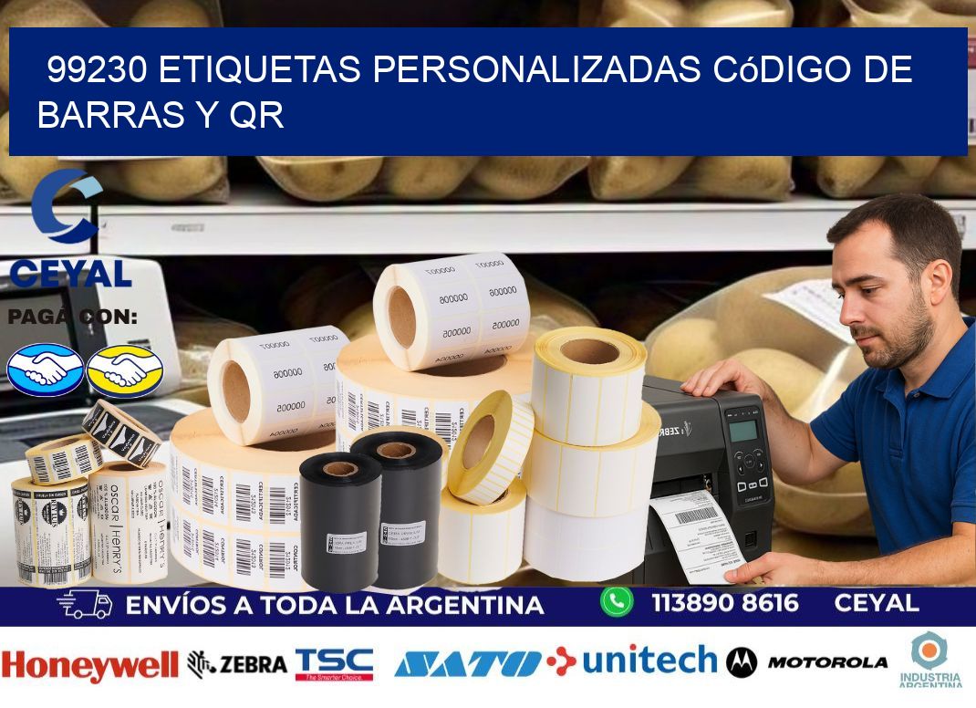 99230 etiquetas personalizadas código de barras y QR