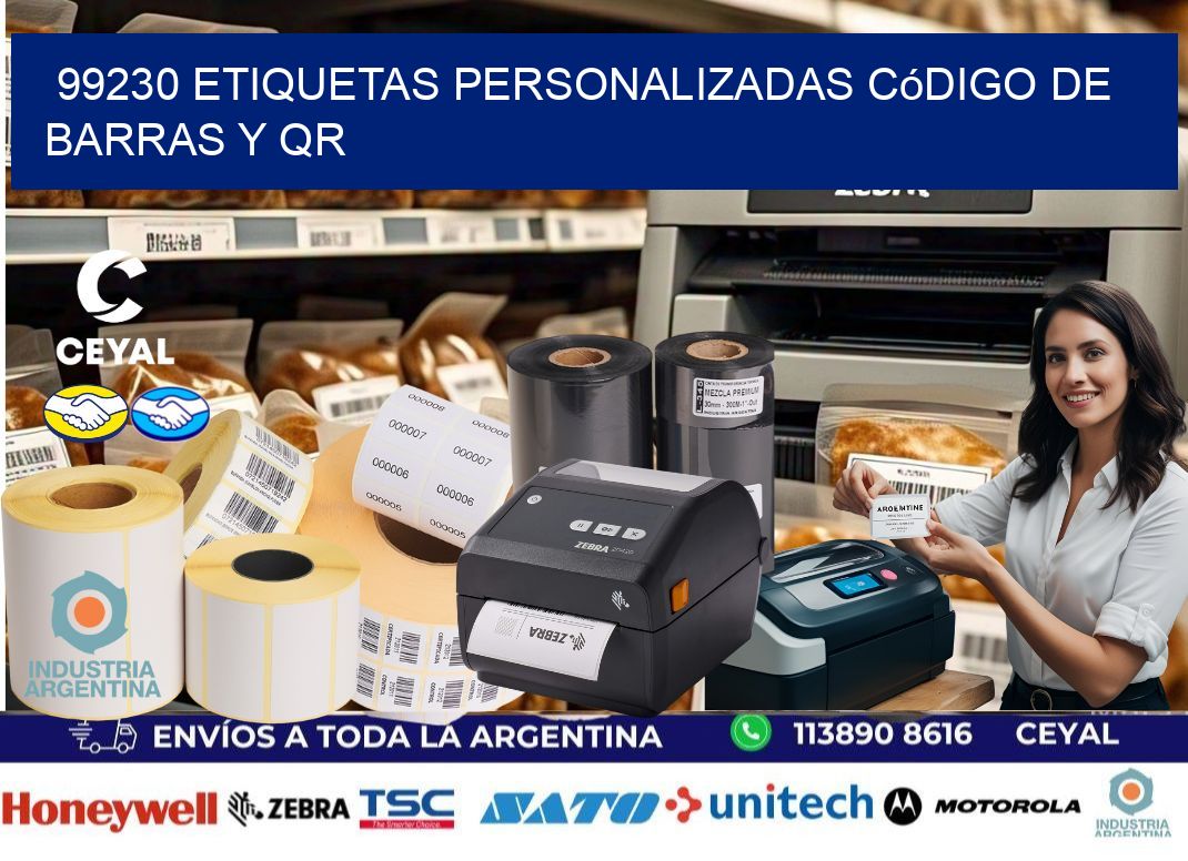 99230 etiquetas personalizadas código de barras y QR