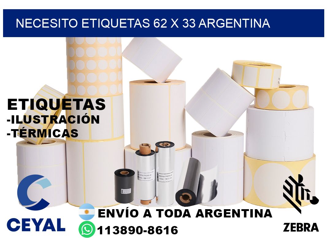 Necesito etiquetas 62 x 33 argentina